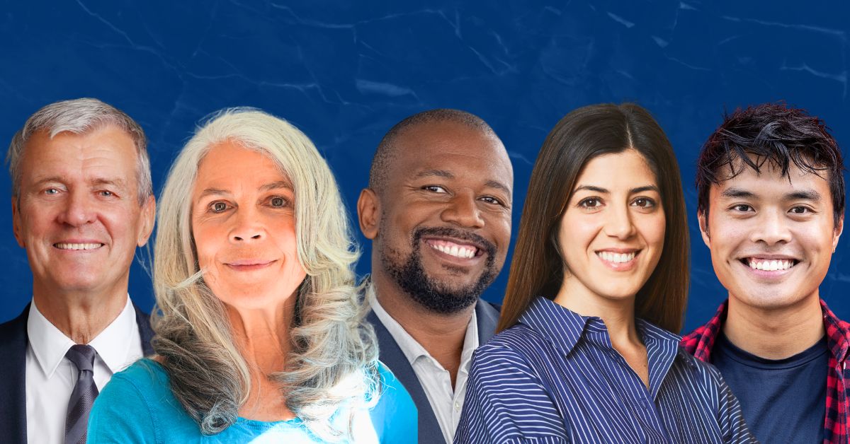 Managing Intergenerational Workforces: A group of five individuals, representing multiple generations.