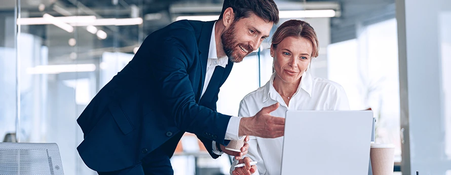 Banner Man Teaching Woman In Business2