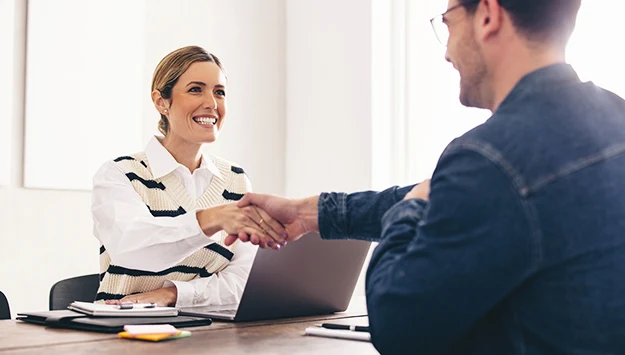 Excited Hr Manager Shaking Hands