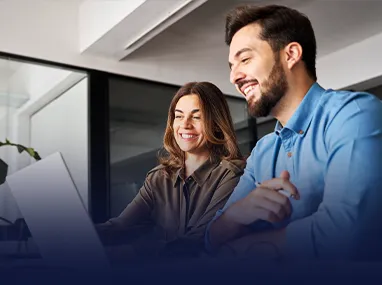 Male And Femal Professionals Video Call Office